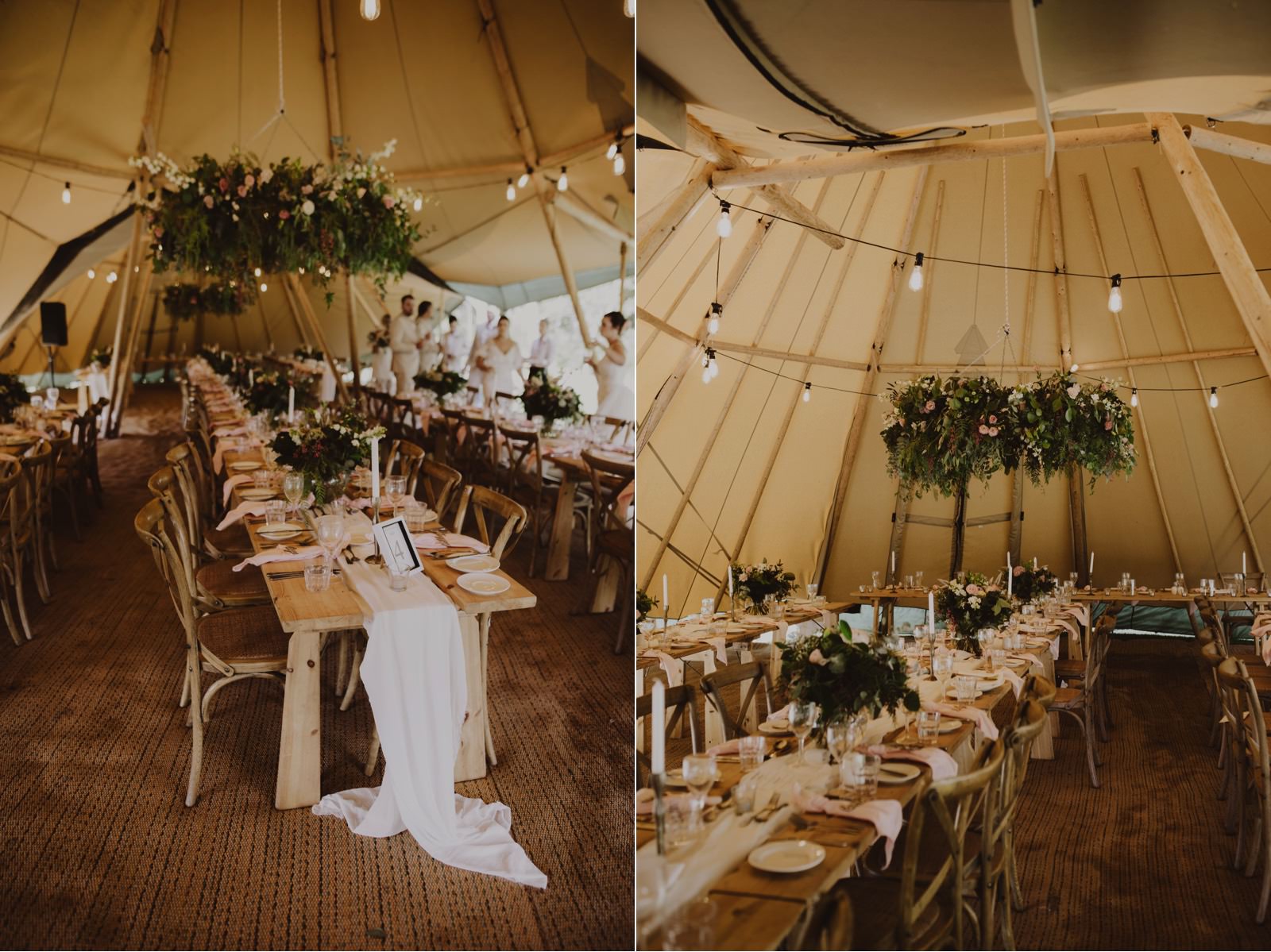 photo inside the tipi of decorations