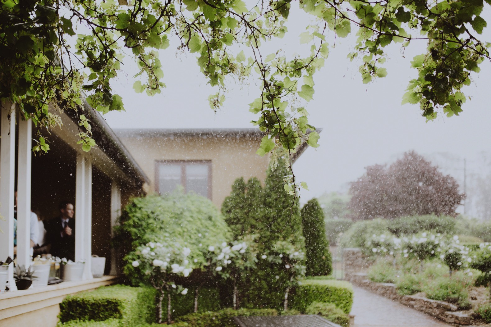 photo of rain outside during wedding reception thornbury lodge stanthorpe
