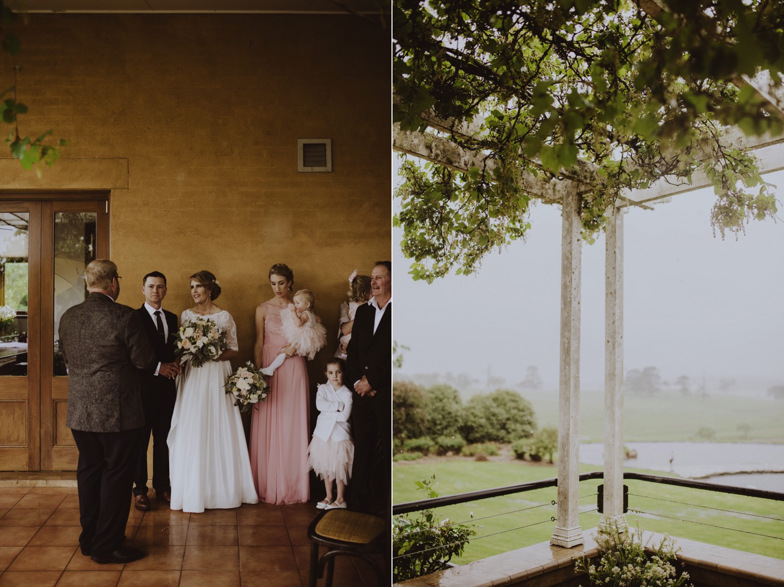 photos of wedding ceremony and rain outside thornbury lodge stanthorpe