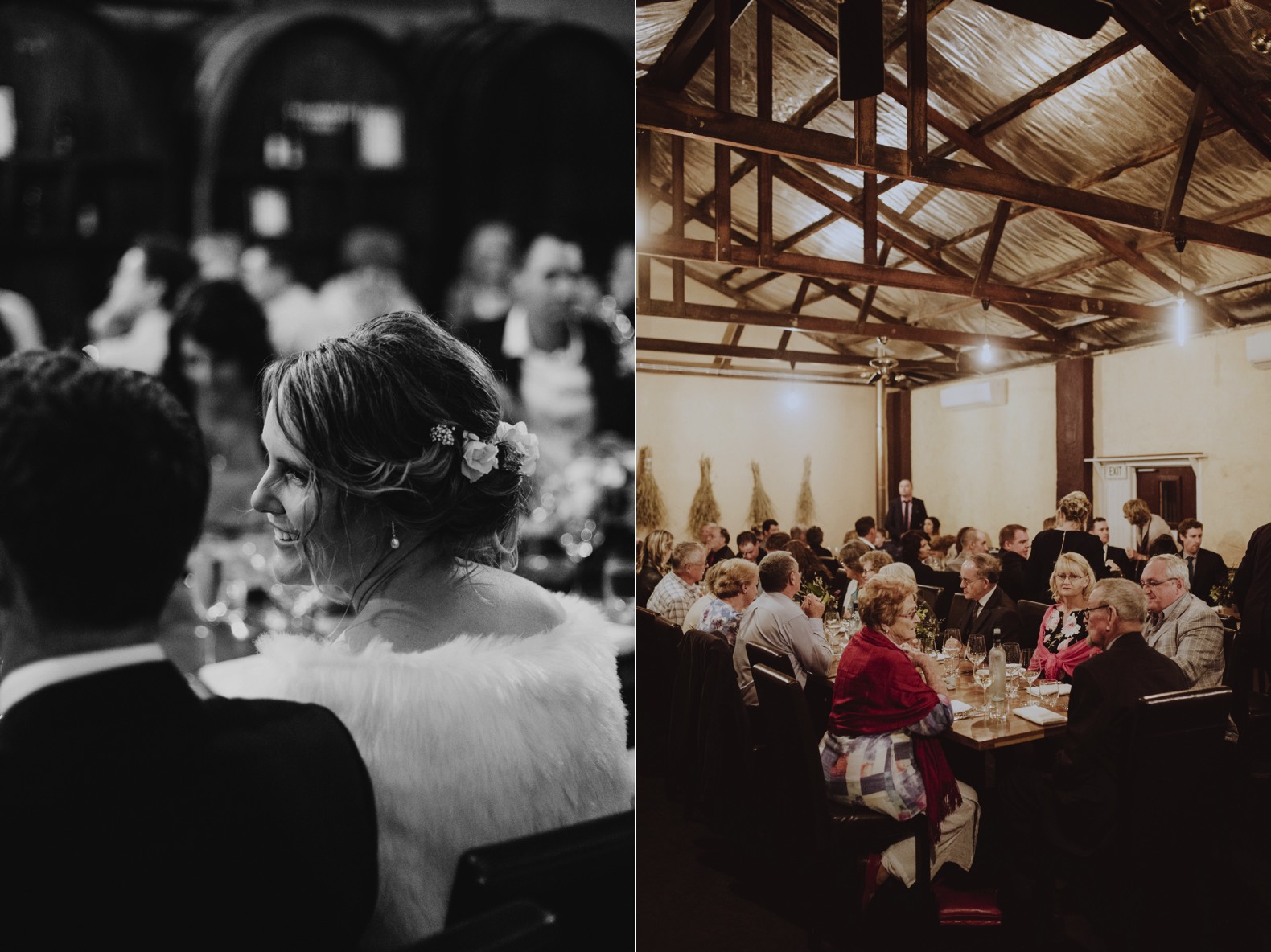 two photos of wedding reception ballandean estate stanthorpe